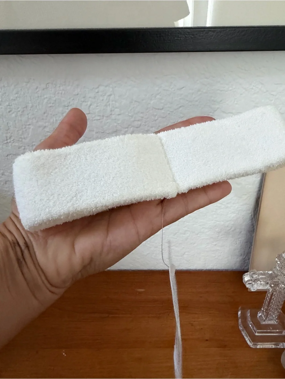 Lacoste White Terry Headband with Crocodile Logo